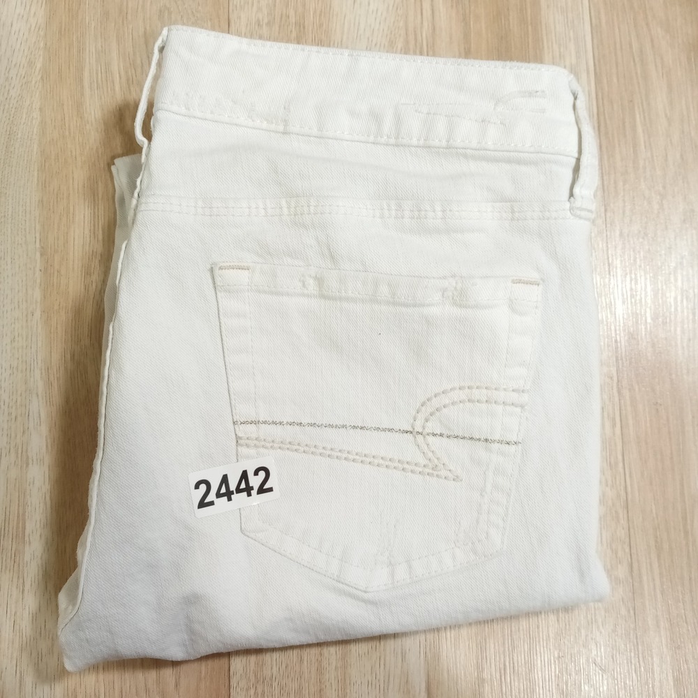 American Eagle Skinny 77 White Denim Jeans Womens Sz 8 Regular Low Rise Stretch - Picture 10 of 10